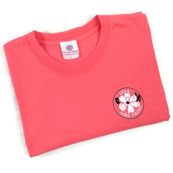 It's A Girl Thing Coral Crew Neck Short Sleeve Graphic T-Shirt Womens Large - Picture 10 of 10